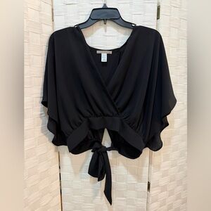 Black Back Tie Butterfly Blouse